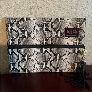 NWOT Snake Print Medium Makeup Junkie Bag with Tassel